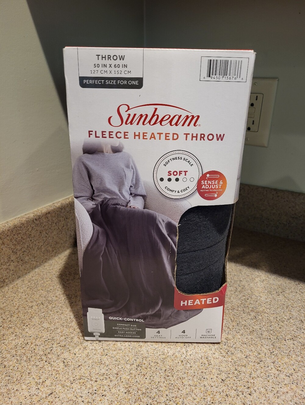 Sunbeam Soft Fleece Heated Throw Blanket 50" x 60" Winter Warmth New